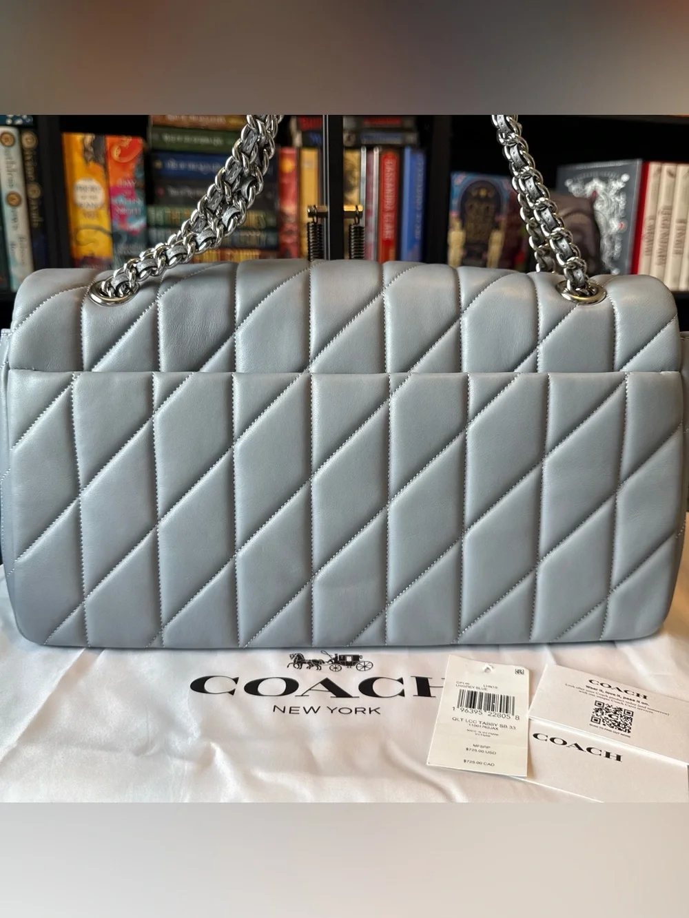 Coach Tabby Shoulder Bag 33 with Quilting in grey blue
